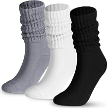 6 Pairs Women Cotton Slouch Socks, Soft Running Padded Socks, Socks Aesthetic Crew Knit Sock Size 35-41