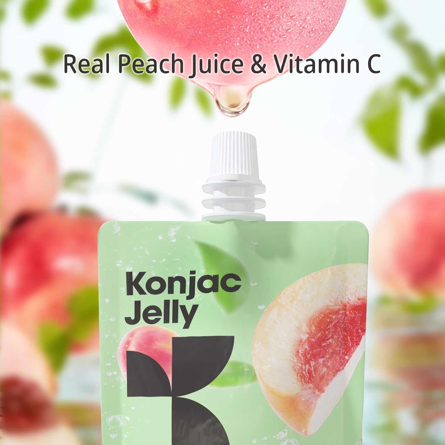 Hethstia Konjac Jelly – Peach Flavor Drinkable Snack, 10-Pack Squeeze Pouches | 4 Calories, 0 Sugar, Vitamin C | Keto, Vegan, Gluten-Free, Healthy Low-Calorie Snack & Gift