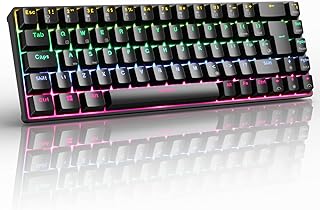 RK ROYAL KLUDGE RK68 Mechanical Gaming Keyboard, Wireless/Wired Mechanical Keyboard 65%, RGB Backlit 68Keys Bluetooth Gaming Keyboard Hot Swappable Keyboard for Win/Mac, Brown Switch, Black（UK Layout）
