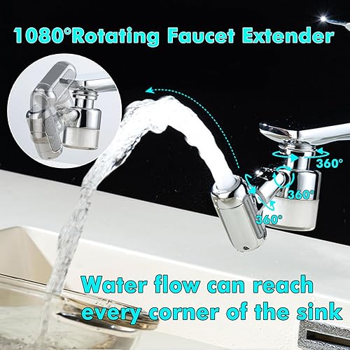 Miniatura 10 de Aireador extensor de grifo giratorio de 1080°, grifo universal de filtro de salpicaduras, grifo giratorio de ángulo grande 1080, accesorio de lavado