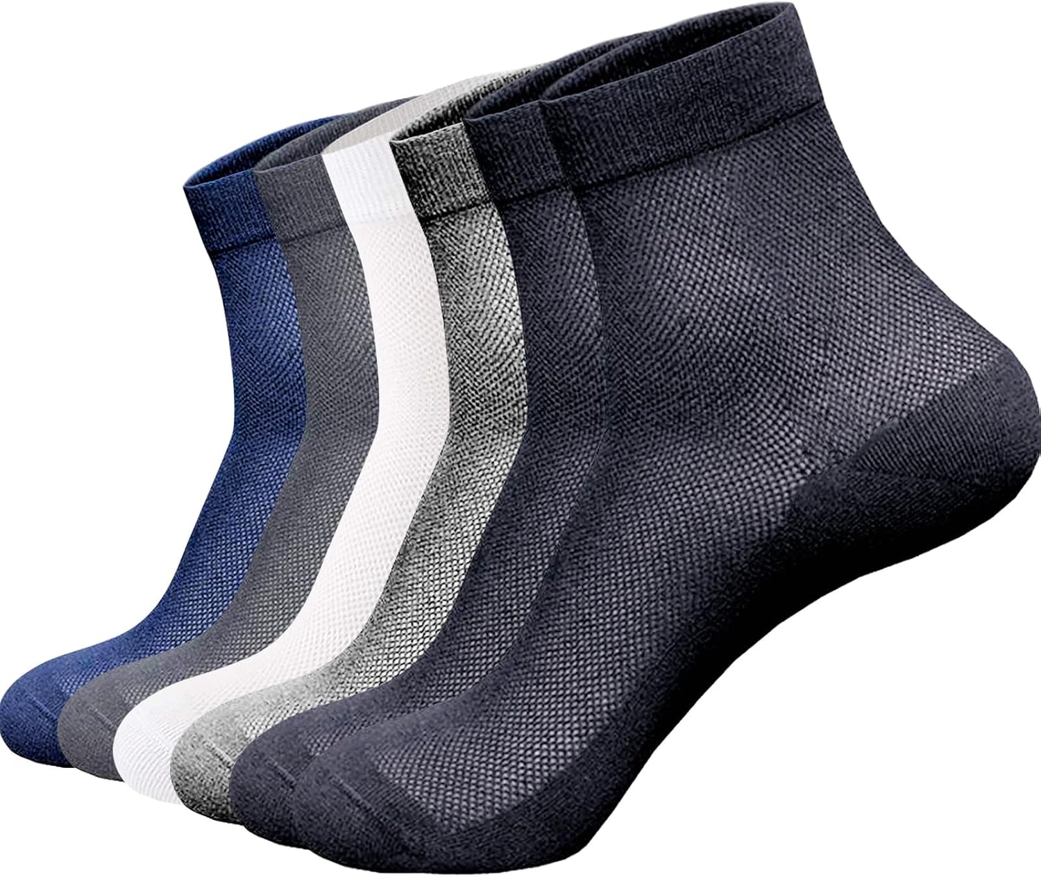 6 Pack Men Dress Socks, Cotton Mesh Ventilating Ankle Length,Thin Breathable Summer Business Footwear for Men