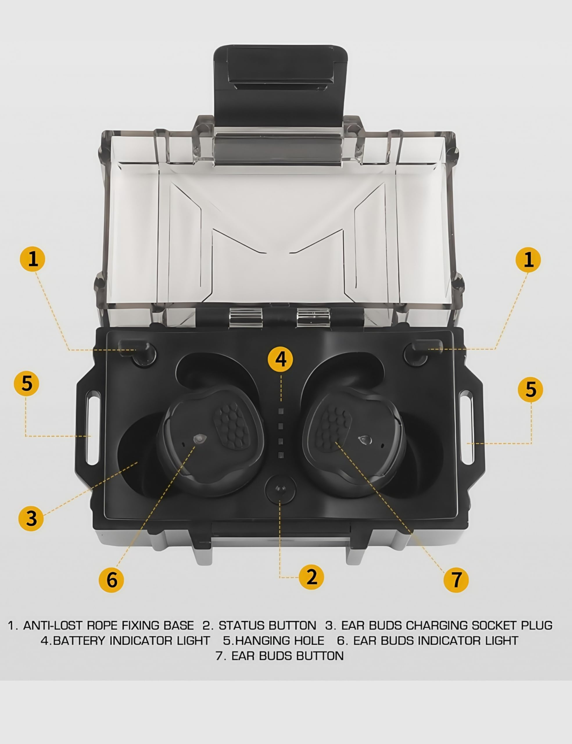 ACEXIER Auricolari tattici Bluetooth 5.3 con cancellazione del rumore, pickup elettronico, auricolari in-ear, protezione dell'udito per caccia e tiro, auricolari tattici