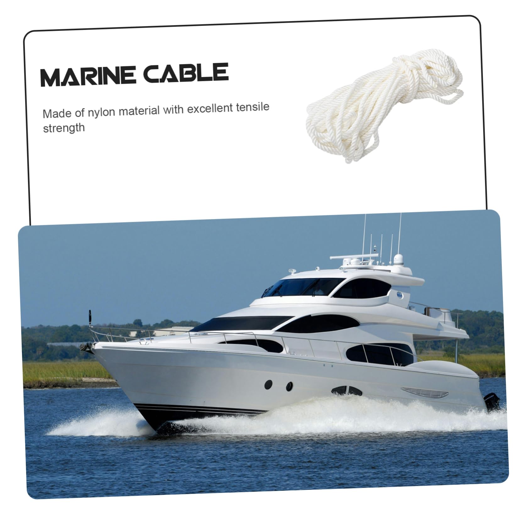 BESPORTBLE Corde D’ en Nylon 12mm Blanc pour Bateau, Ligne D’ancrage Stable, Résistante aux Environnements Marins, et Mouillage