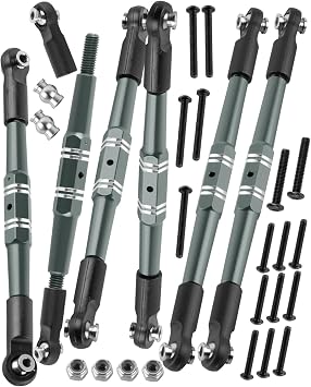 RC Turnbuckles Camber Links Upgrades Part for 1/10 Outcast/Kraton 4x4 4S V2 BLX,Alloy Aluminium Links Steering Linkage Turnbuckles Tie Rods Linkage Set,Titanium