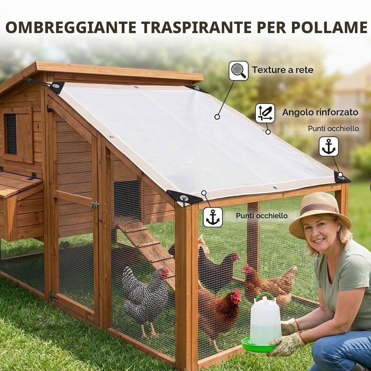 Rete Antigrandine, 50% Telo Ombreggiante per Orto, Bianca Telo Ombreggiante con Occhielli, Vela da Sole Esterno, Traspirante Parasole per Orto Balcone Serra Giardino, Tenda da Ombra(5x2.5m)