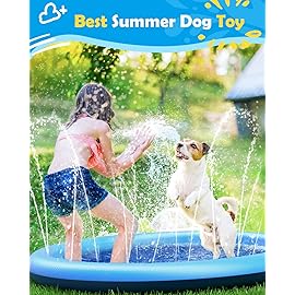Peteast Large Dog Splash Pad - Anti-Slip Pool with Thickened Sprinkler - Blue, 86in