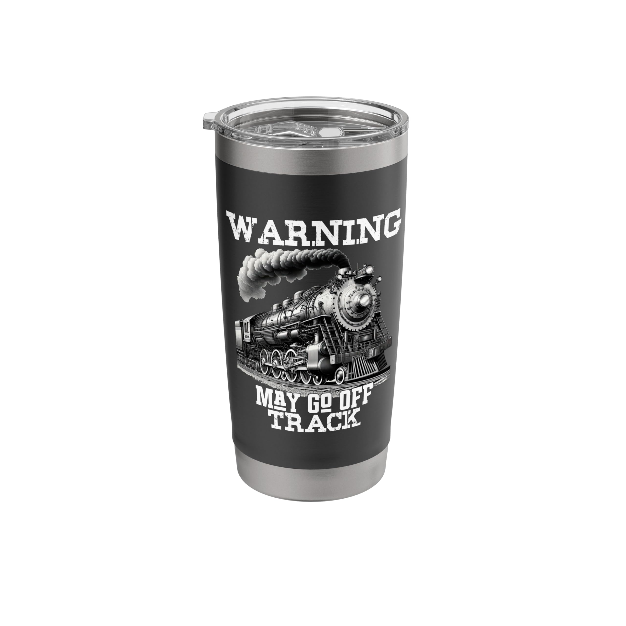 Steam Locomotive Train Funny Railroad Off Track Warning Joke Stainless Steel Insulated Tumbler