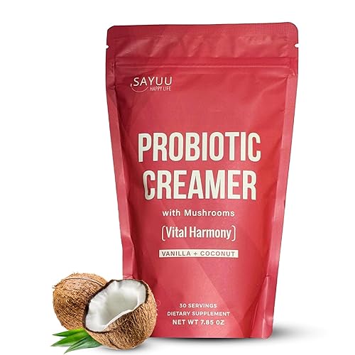 SAYUU Probiotic Creamer Mushroom Coffee Mejora tu rutina diaria enriquecida con potentes hongos adaptogénicos como melena de león, reishi y