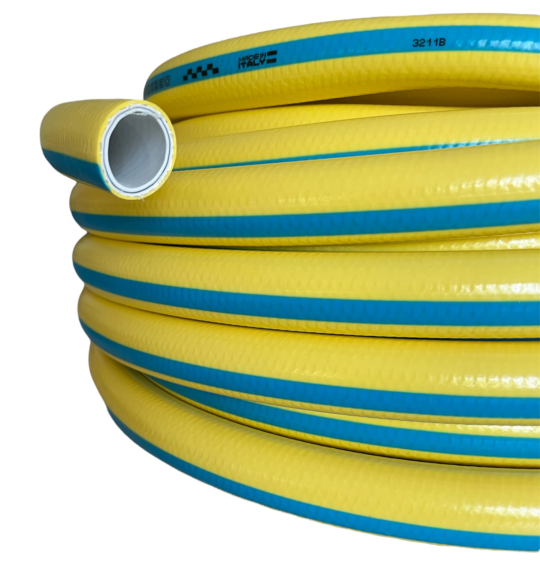 Tubo innaffio per irrigazione 6 strati antitorsione Giallo Flessibile antialga retinato da giardino (Diametro 3/4" - 50 Metri)