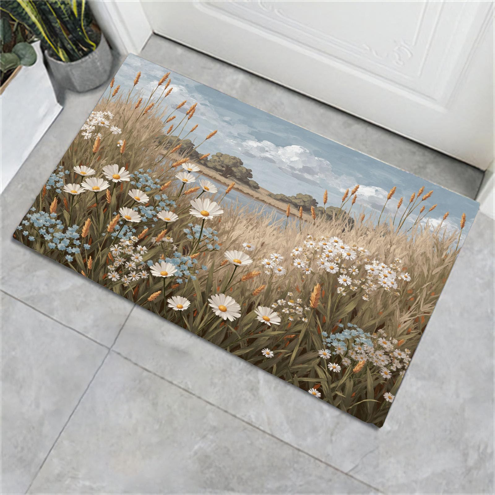 Paillasson anti-derapant lavable tapis cuisine devant evier brun