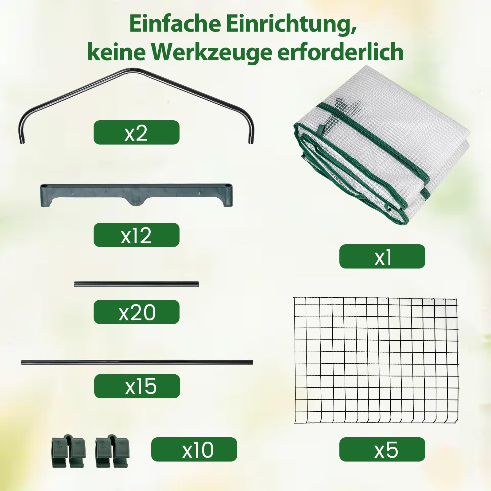 COSTWAY Gewächshaus klein, Mini Tomatengewächshaus mit 5 Regalböden aus Metall, Foliengewächshaus Winterfest für Terrasse, Balkon & Garten, 69 x 48 x 190 cm (Grün)