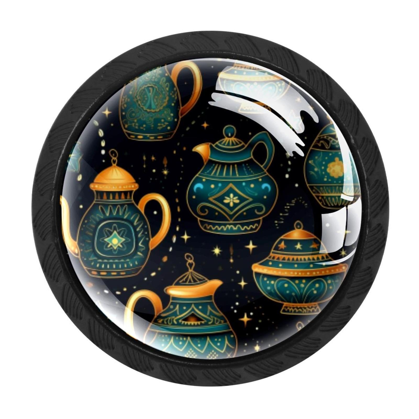 CHENZZZZ Arabian Tea Kettle Cabinet Knobs 4 Pieces Drawer Kitchen Cabinets Dresser Cupboard Wardrobe Unique Pulls Handles