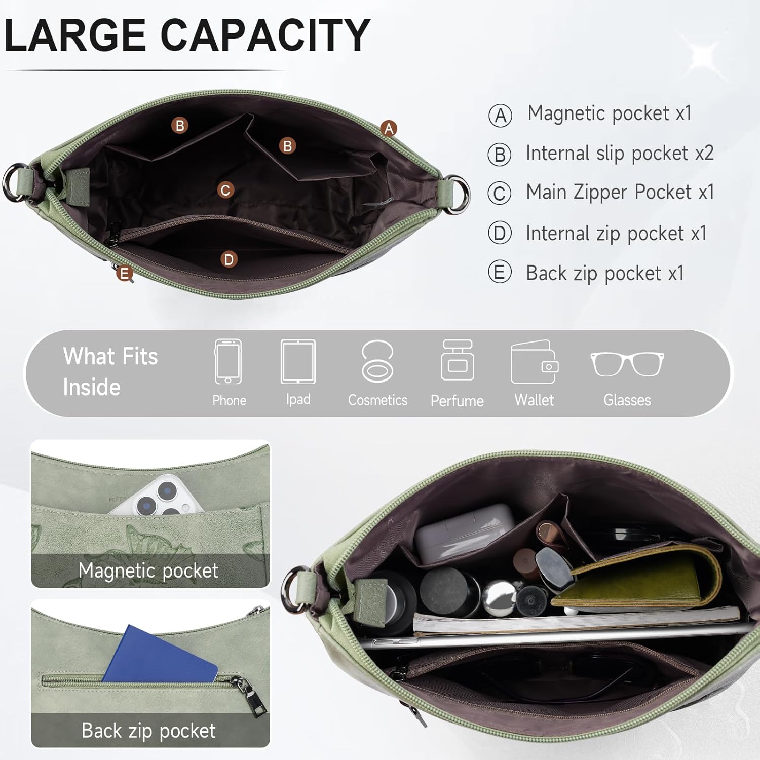 Crossbody Bags for Women Trendy, Vegan Leather Medium Butterfly Hobo Purse, Women's Shoulder Handbags - Image 3