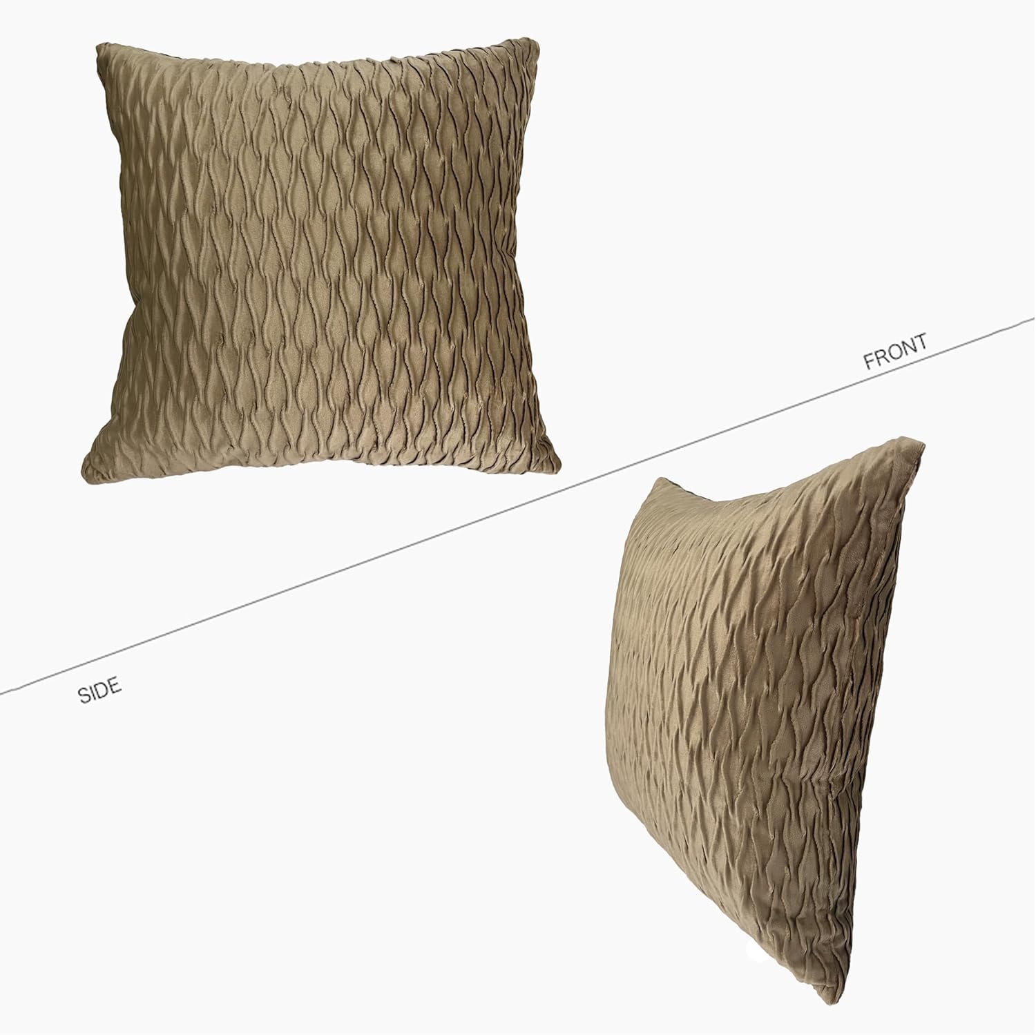 18x18 Inch Soft Velvet Throw Pillow Covers Set of 2 Soft Decorative Cushion Cases with Texture for Sofa Couch Bed Living Room (Camel)