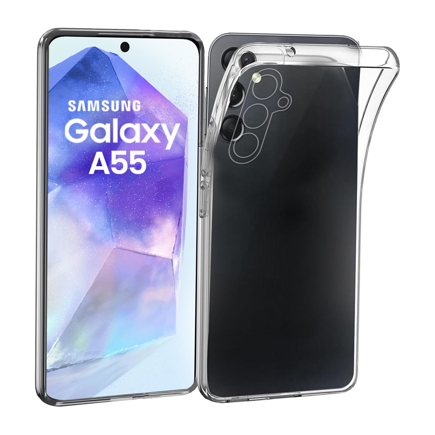 Clear Case For Samsung Galaxy A55 Case [Silicone Case] [Slim Gel Case] [TPU Bumper] [Ultra Thin Soft Cover] Samsung Galaxy A55 5G Phone Cover (Crystal Clear Transparent)