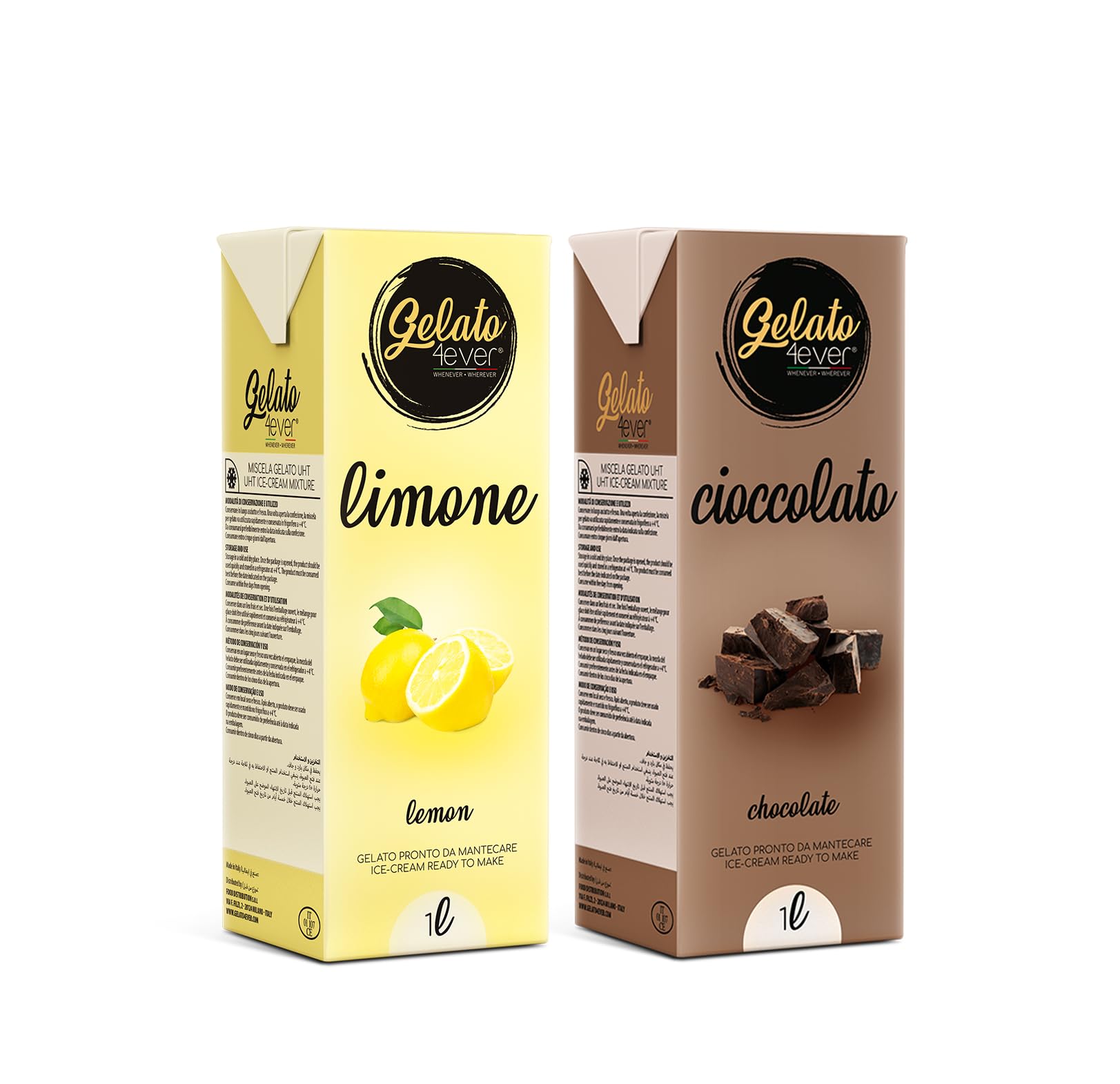 Gelato 4ever - Preparato per Gelato Pronto da Mantecare, Double Pack, Facile da Preparare, Compatibile con Tutte le Macchine per Gelati Come Ninja Creami, Magimix, HKoenig, 1L per Brick, Made in Italy