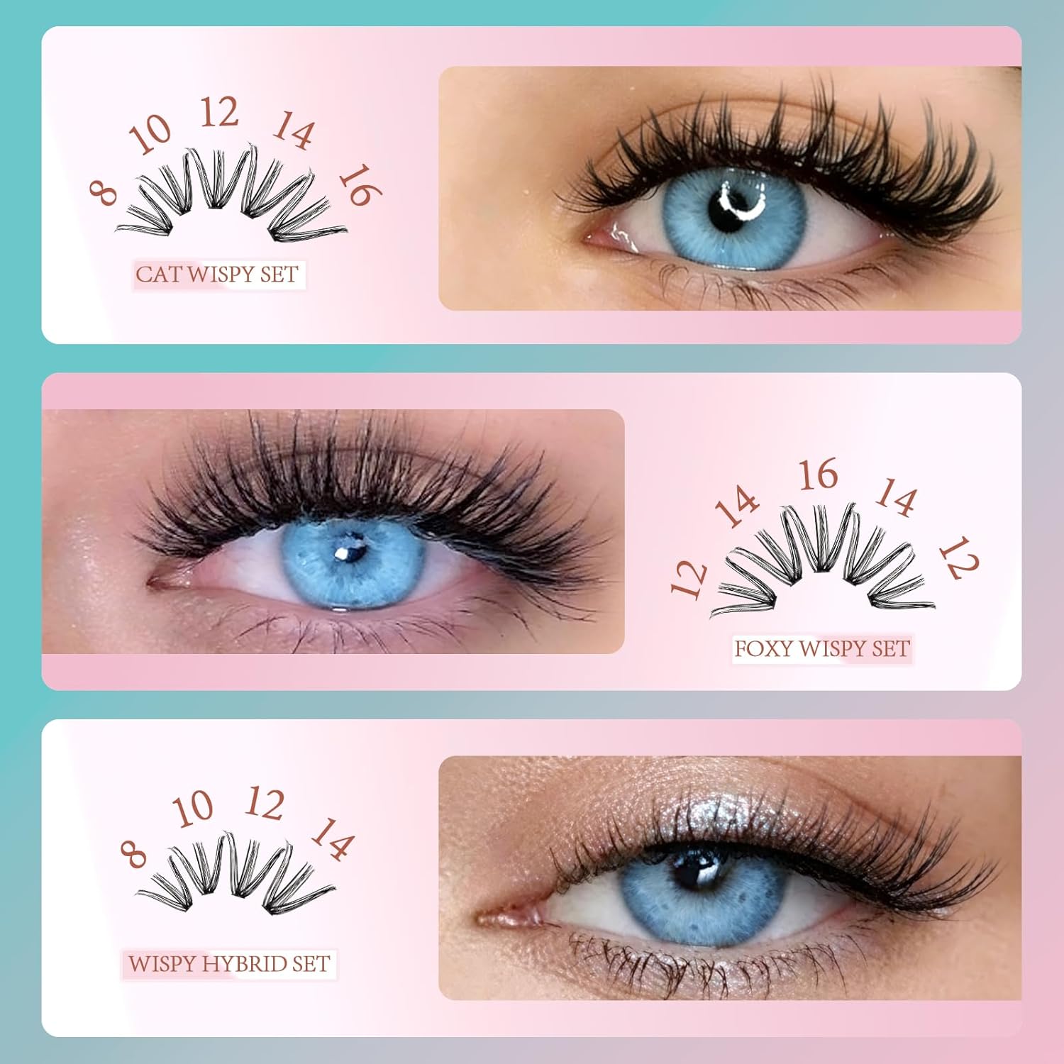 Lash Clusters Kit 280pcs, DIY Individual Eyelash Extensions with Lash Bond, Seal, Remover, Precision Tweezer, Waterproof Natural 30D Cluster Lashes 8-16mm Black, Professional Kit