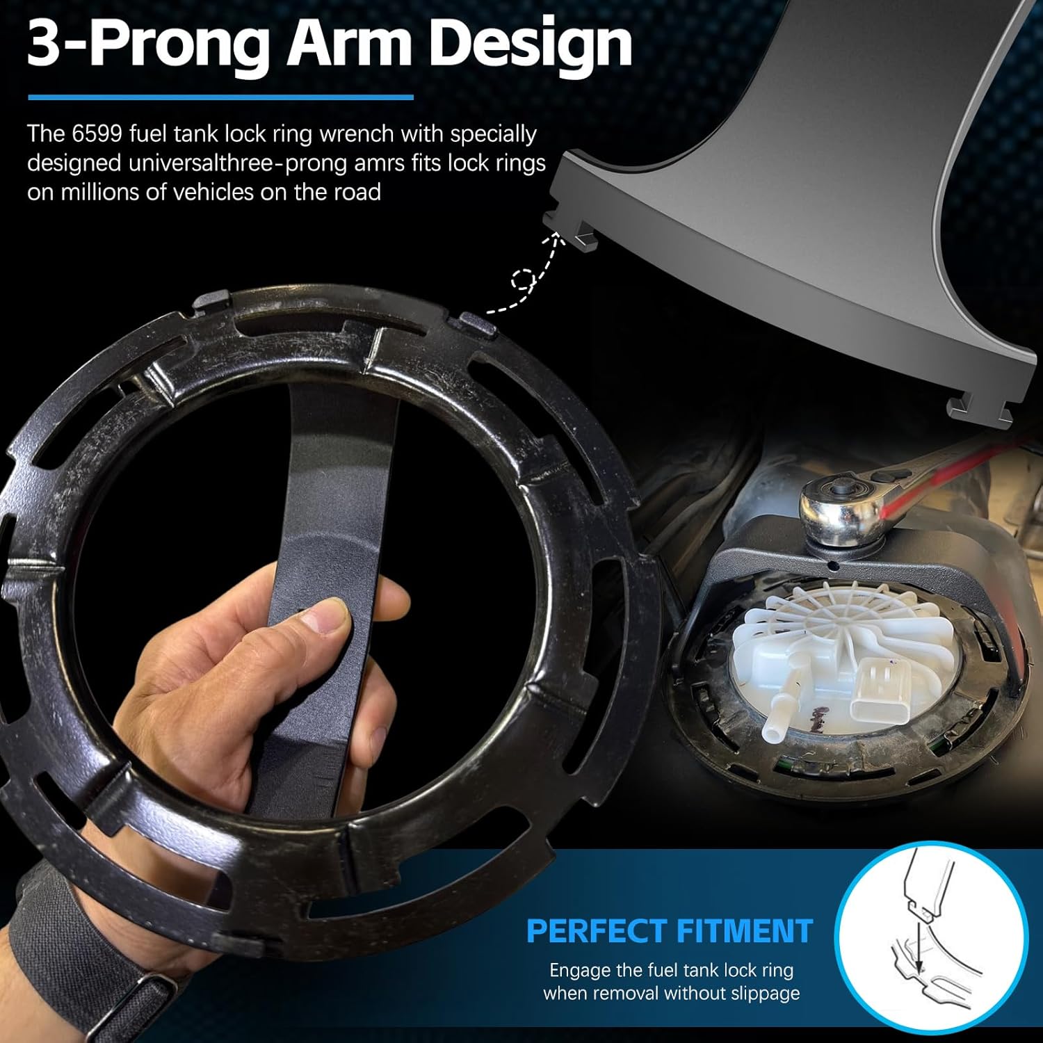 Fuel Pump Tank Seal & Lock Ring Tool Kit Compatible with GM, Chevy, Ford, Chrysler, Dodge, Jeep, and More, – 911-245 Fuel Tank O-ring, LO164 Fuel Tank Lock Ring, 6599 Fuel Tank Lock Ring Wrench Tool