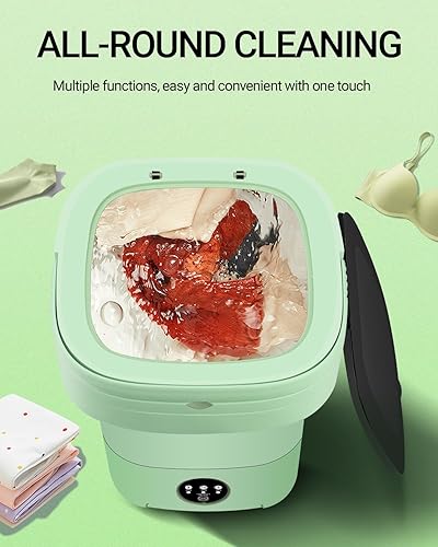 Miniatura 5 de Lavadora portátil, mini lavadora plegable de gran capacidad mejorada de 11 litros, pequeña lavadora para apartamentos, viajes, lavandería, camping,