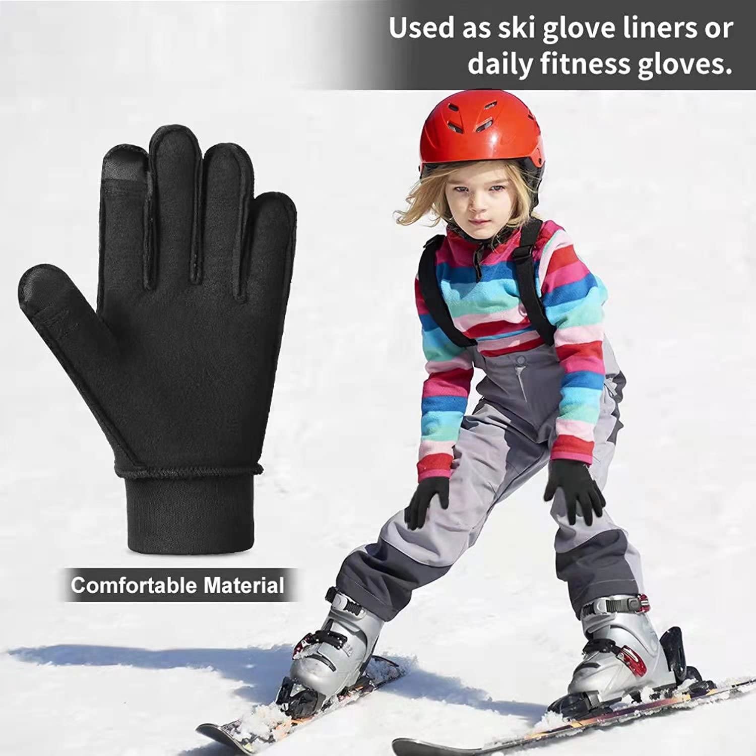Guanti Termici per Bambini Invernali, Guanti da Corsa Leggeri Guanti da Ciclismo Antiscivolo Guanti Touch Screen