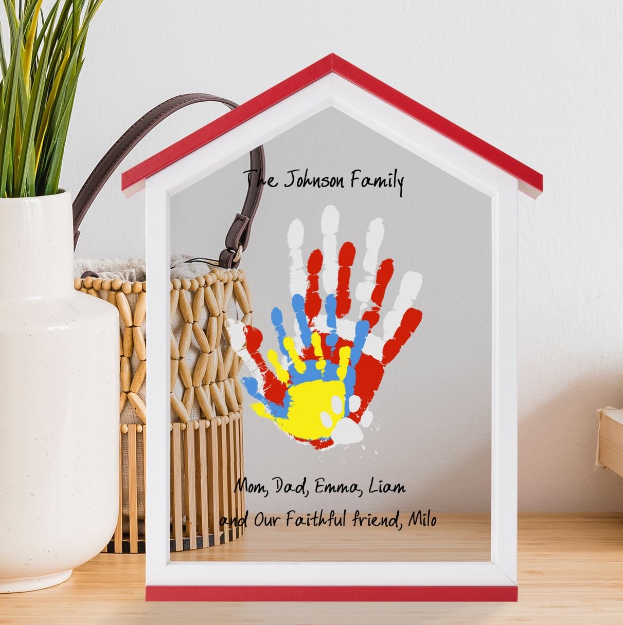 Cherry Cheers Red Roof Exclusive House Shaped Family Handprint Kit; Unique Diy Keepsake, Complete Set, Meaningful Gift For Home Decor, Family Craft & Memory Making (Red Roof)