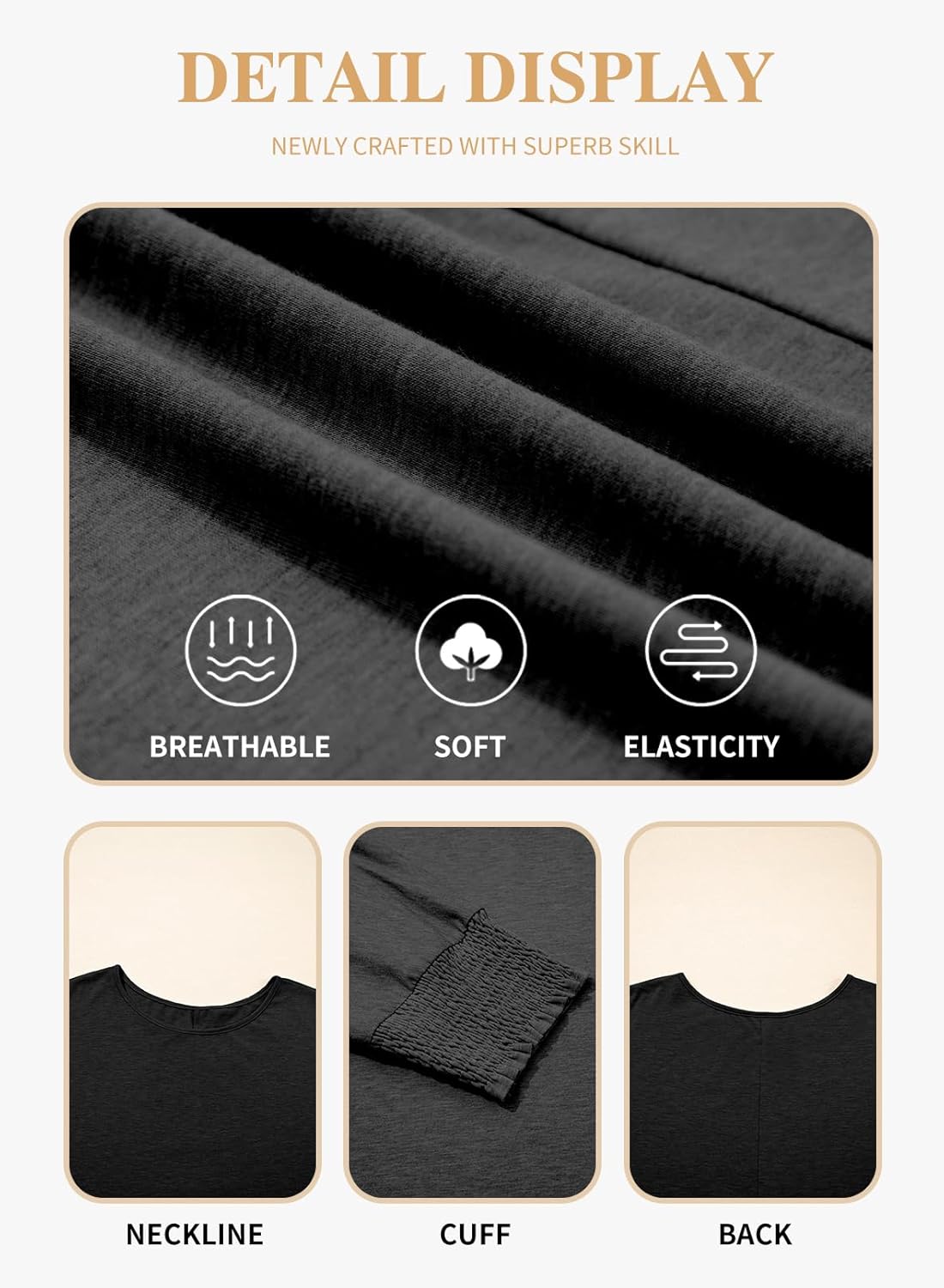 Eytino Plus Size Tops for Women Crew Neck 3/4 Sleeve T-Shirts Loose Casual Solid Basic Business Tees Blouses(1X-5X) - Image 5