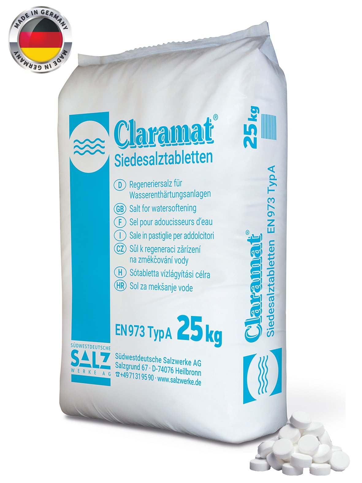 Claramat Comprimidos de sal hirviendo 250 kg