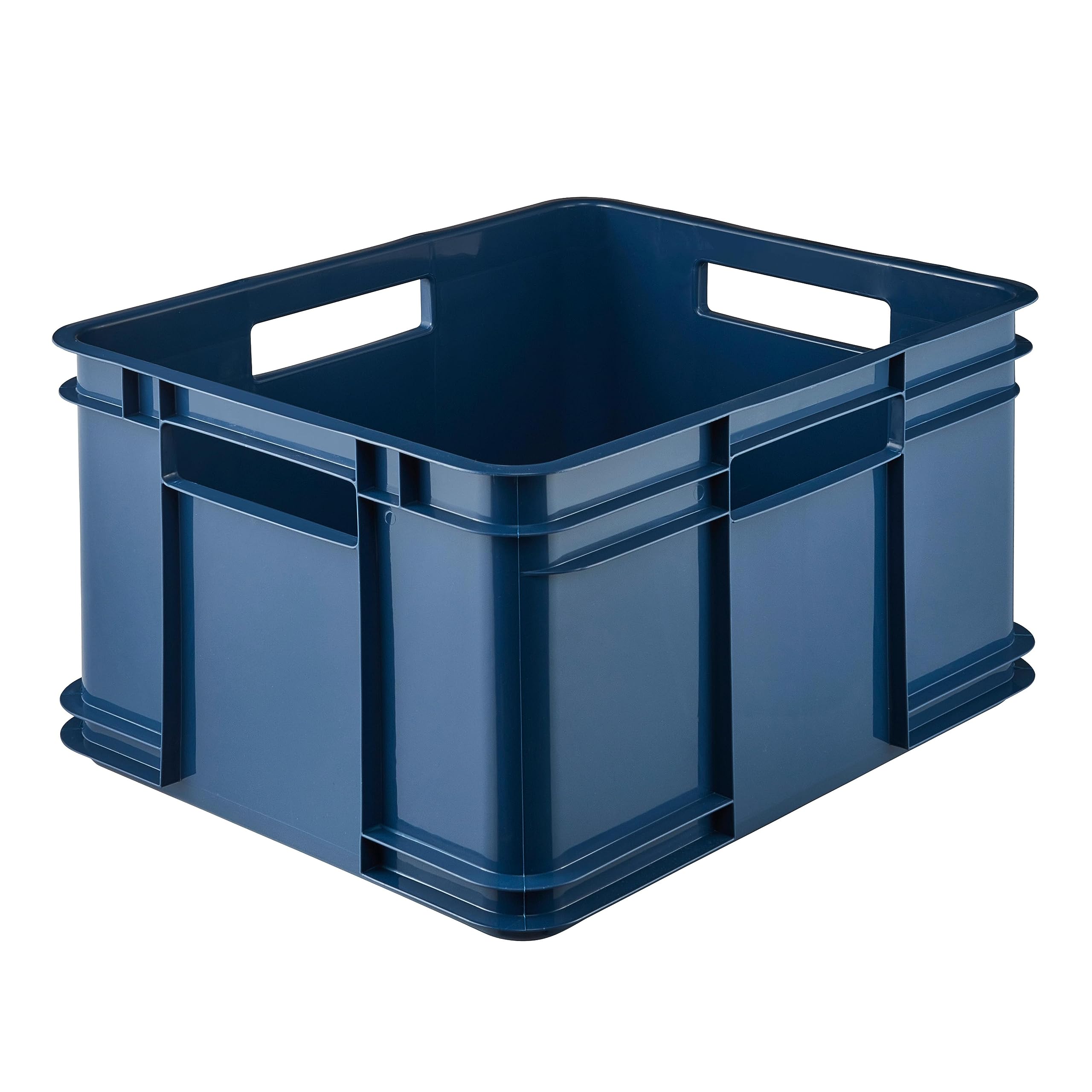 keeeper Contenedor de almacenamiento con asas, Euro-Box XL, Plástico Procyclen, 28 l, Bruno Eco Line, Eco-azul