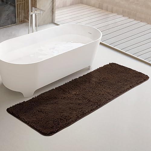Miniatura 64 de Yeaban Alfombras de baño gris oscuro – Gruesas alfombras de baño de chenilla | Alfombras de baño absorbentes y lavables antideslizantes, alfombras