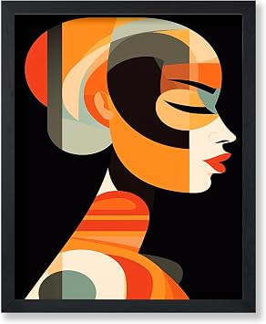Poster Master Woman Illustration Print - Geometric Portrait Poster - Abstract Art - Aesthetic Wall Design - Gift for Men & Women - Trendy Decor for Living Room or Bedroom - 8x10 UNFRAMED Wall Art