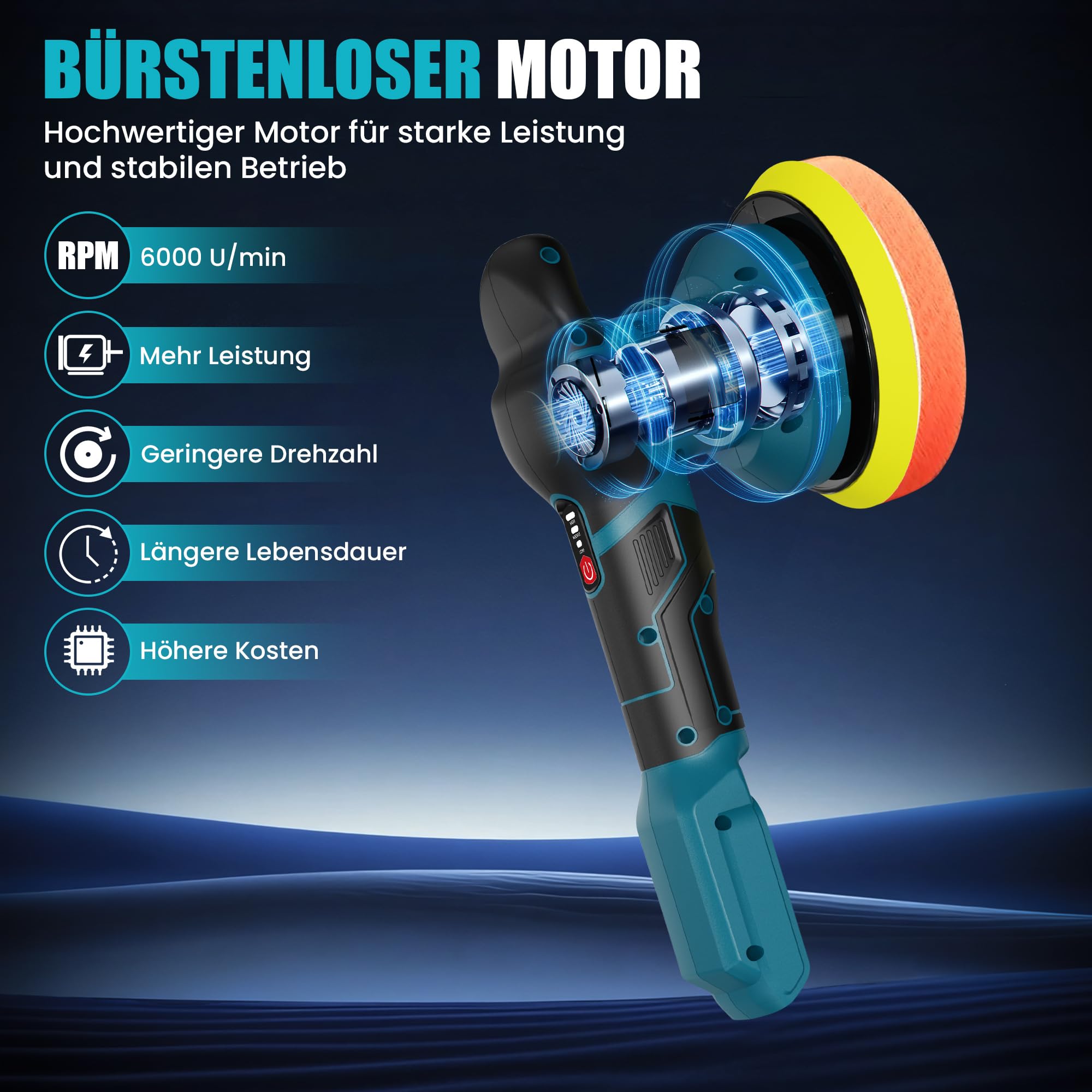 Poliermaschine Auto für Bosch18V LXT-Serie Akku, 27pcs Auto poliermaschinen Set, 6 Zoll Orbital Auto Politur mit 3 Variablen Geschwindigkeiten für Wachsen/Autodetaillierung (Ohne Akku)