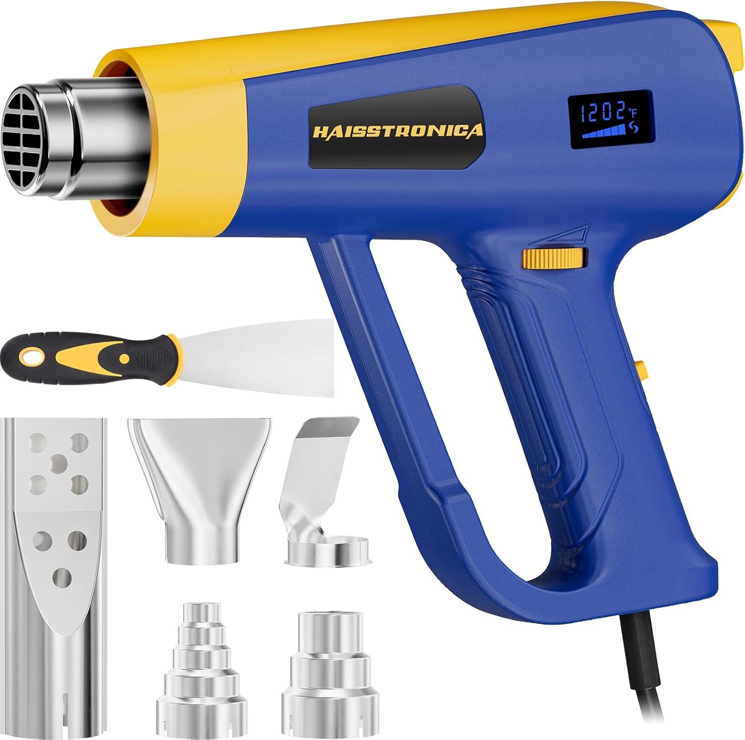 haisstronica Heat Gun with Intelligent Digital Display 2000W -Discover Hot Air Gun (140℉-1202℉) with Dual Modes-Reliable Heat Protection with 5 Nozzles for Soldering,Shrink Tubing,Wrap