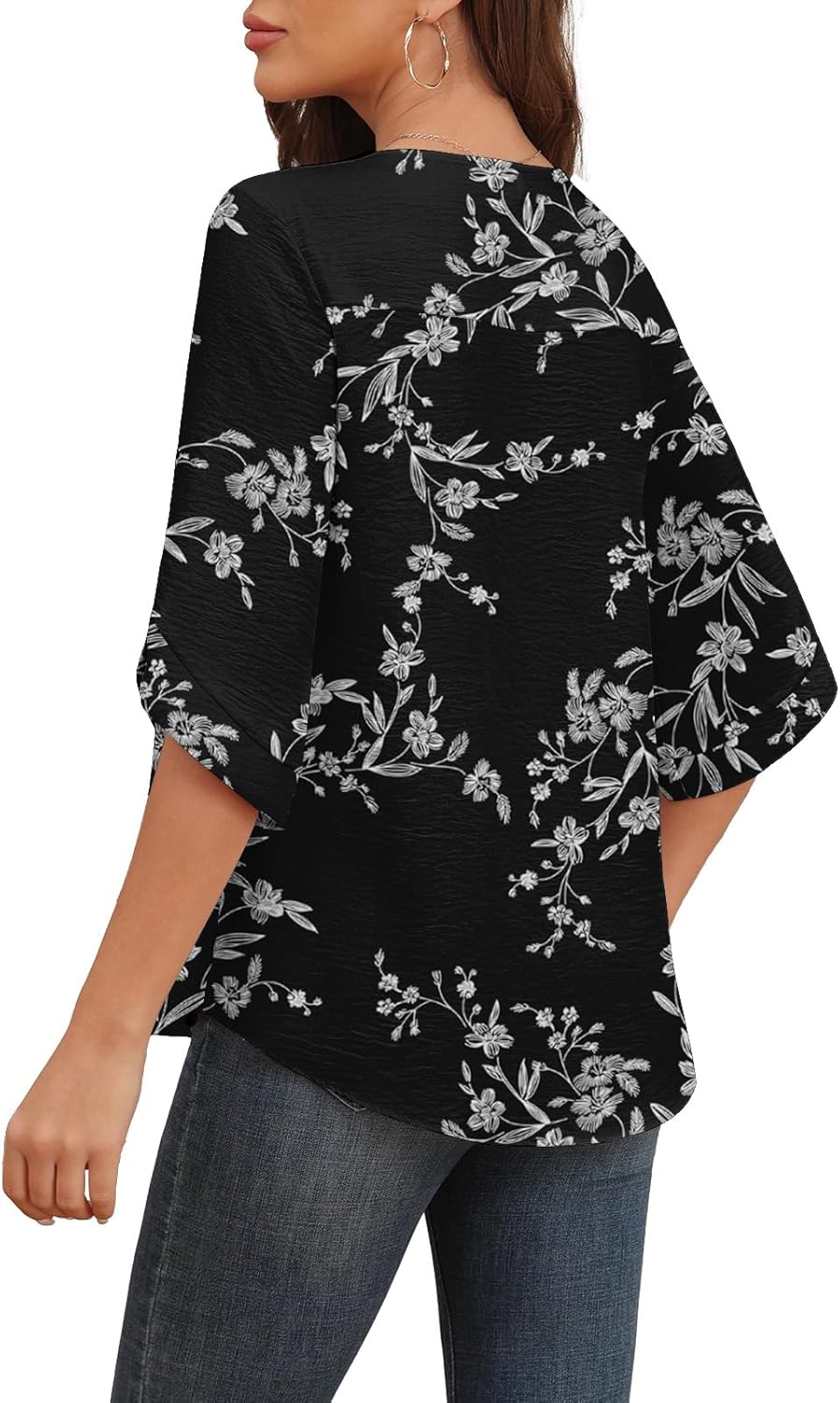 Askyes Women's 2026 Summer Chiffon Blouses Bell Short Sleeve Tshirts Casual Loose Flowy Dressy Work Tops for Leggings Blouse - Image 2