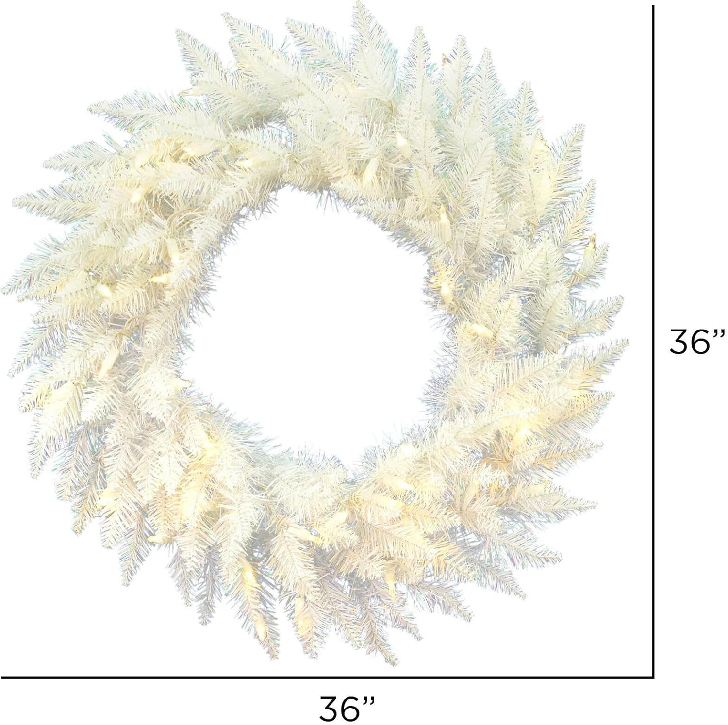 Vickerman 36" Sparkle White Spruce Artificial Christmas Wreath, Warm White LED Lights - Faux Spruce Christmas Wreath - Seasonal Indoor Home Decor