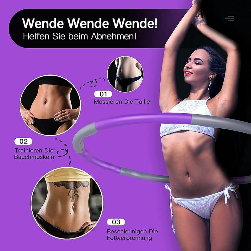 Blisstaar Hullahub Fitness Hula Hoop 1kg Összecsatolható Lila-Szürke Masszázs Edzés