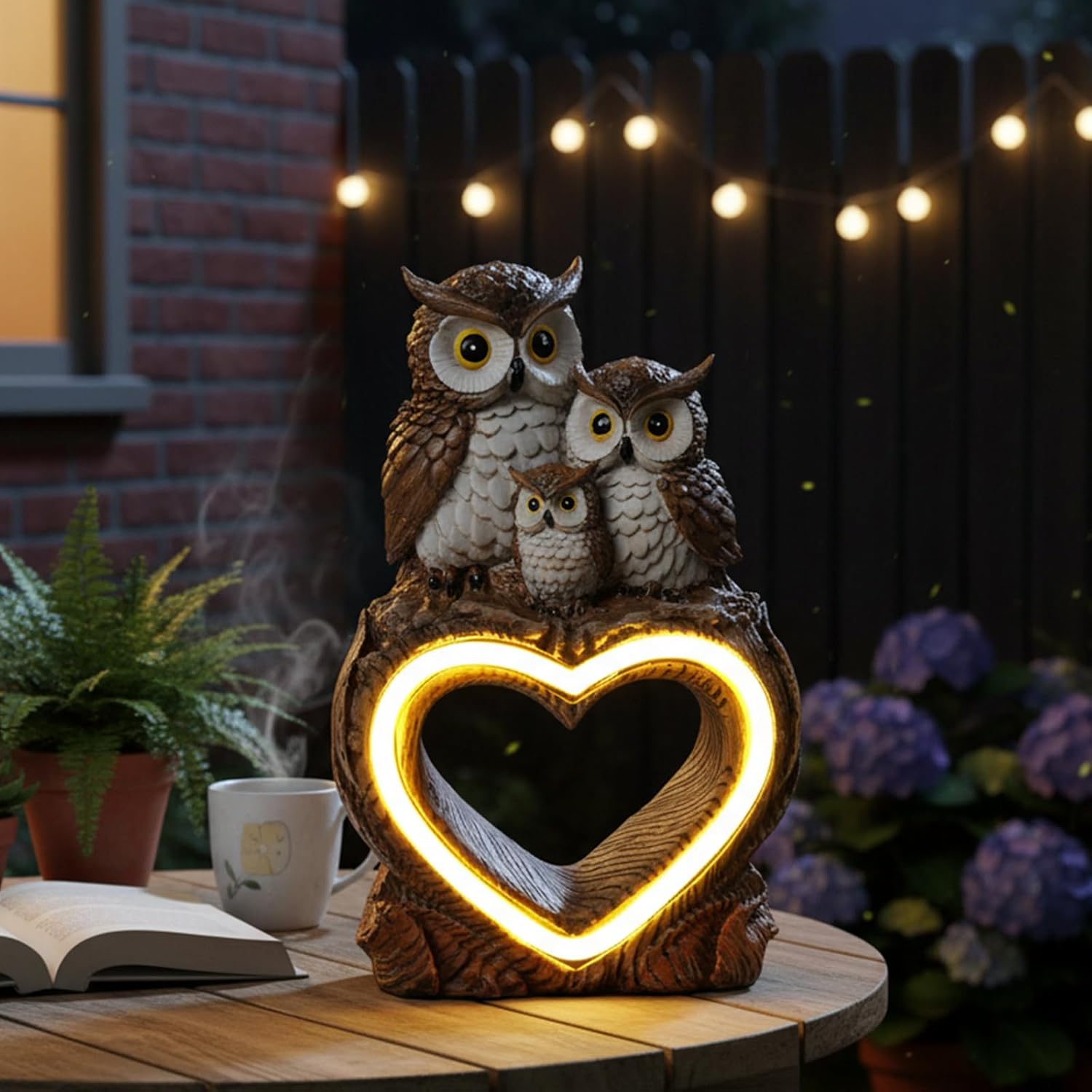Solar Garden Decor Statues 7" Resin Solar Owl Waterproof Garden Owl Decor for Outside Yard Patio Porch Decoration Gift for Mom Grandma - Image 3