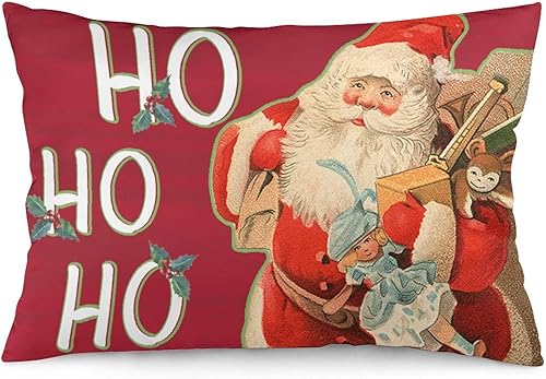Fundas de almohada de Feliz Navidad Santa Claus Ho Queen cojines decorativos para sala de estar con cremallera invisible diseño de impresión de