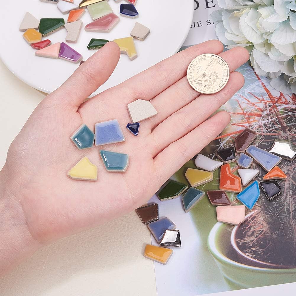 PH PandaHall About 213pcs Porcelain Mosaic Tiles Mixed Colors Nuggets Ceramic Mosaic Square Pieces Supplies for DIY Crafts Home Decoration Arts - Image 4