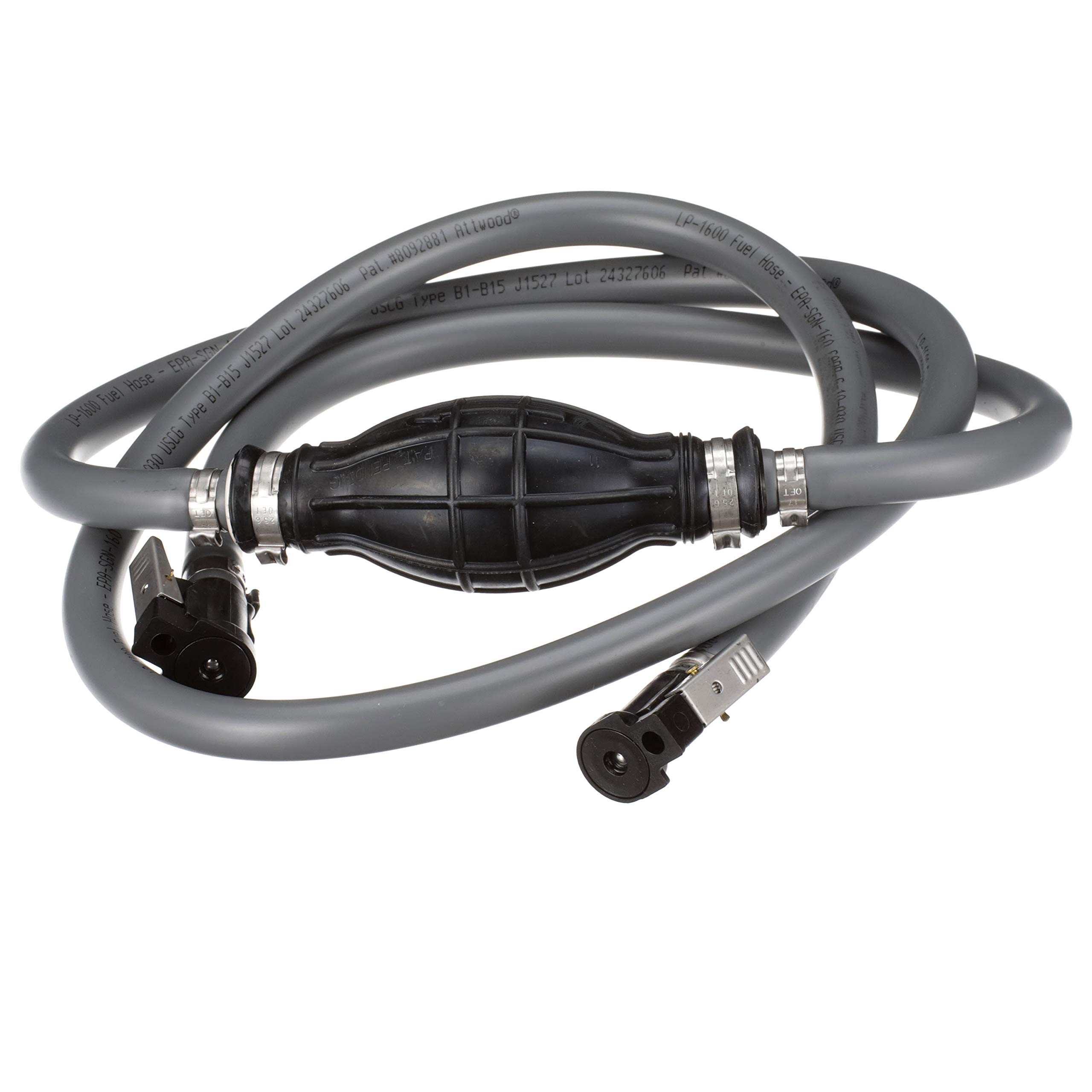 Attwood 93806ELP7​ Johnson and Evinrude Marine Fuel Line Kit, EPA Compliant, Primer Bulb Included, 3/8" x 6 ft. Long, Black