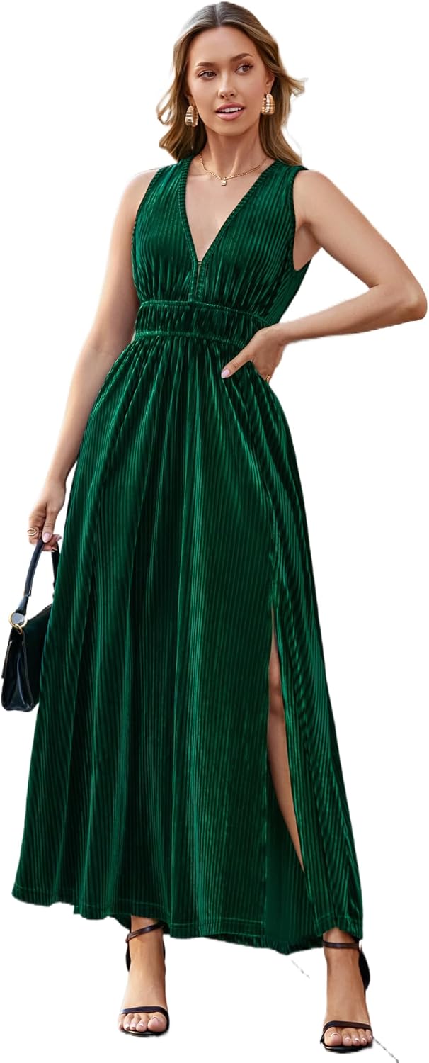 velvet maxi dress for wedding Nana Jacqueline Belle feminine look that suits every season. Flessibili Womens Sleeveless Velvet Maxi
