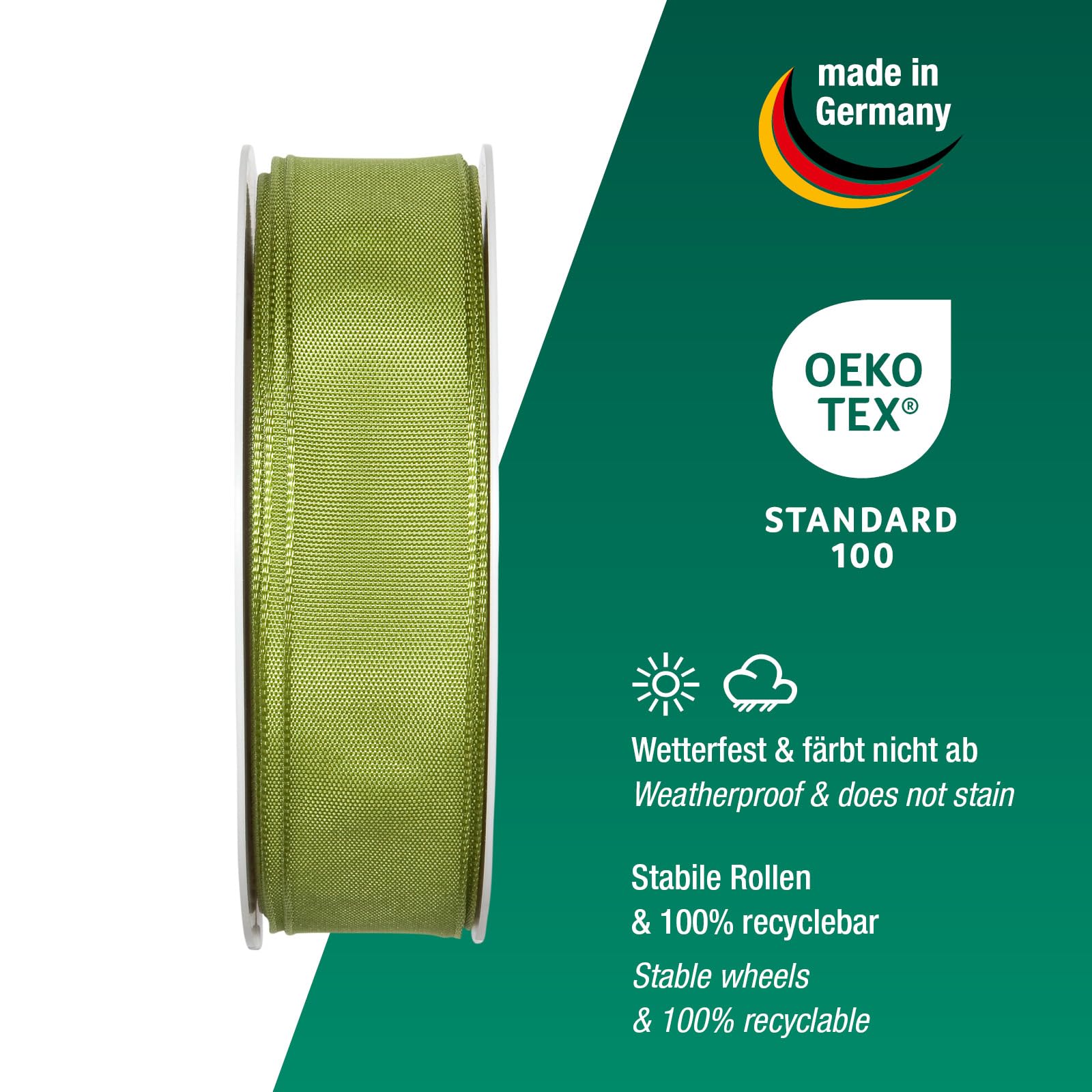Halbach Seidenbänder Premium Gift Ribbon With Wired Edge, 25 mm Width, 25 m Length, Oeko-Tex 100 Certified Taffeta - Image 3