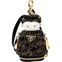 Prada Knitted Robot Keychain Bag Charm Black Camel Lambskin Bow New