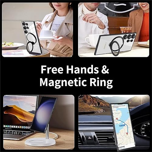Miniatura 5 de Compatible con fundas magnéticas transparentes para Samsung A32 4G, compatible con soporte de anillo MagSafe, soporte plegable invisible, protección