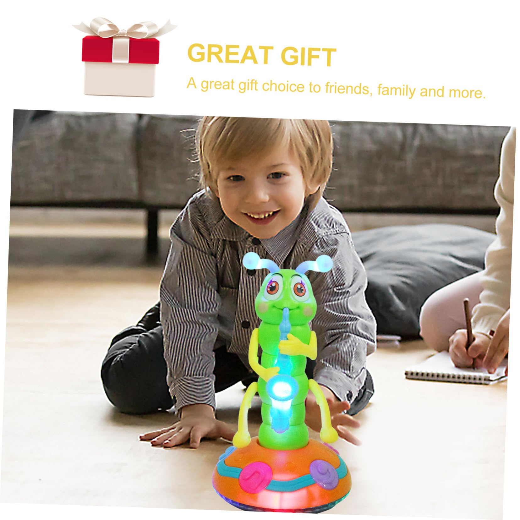 NOLITOY Giocattolo Musicale per Bambini a Forma di Bruco Danzante Luce a LED Elettrico in Abs, Alimentato a Batteria, per Gioco Educativo e Divertimento Colore Casuale
