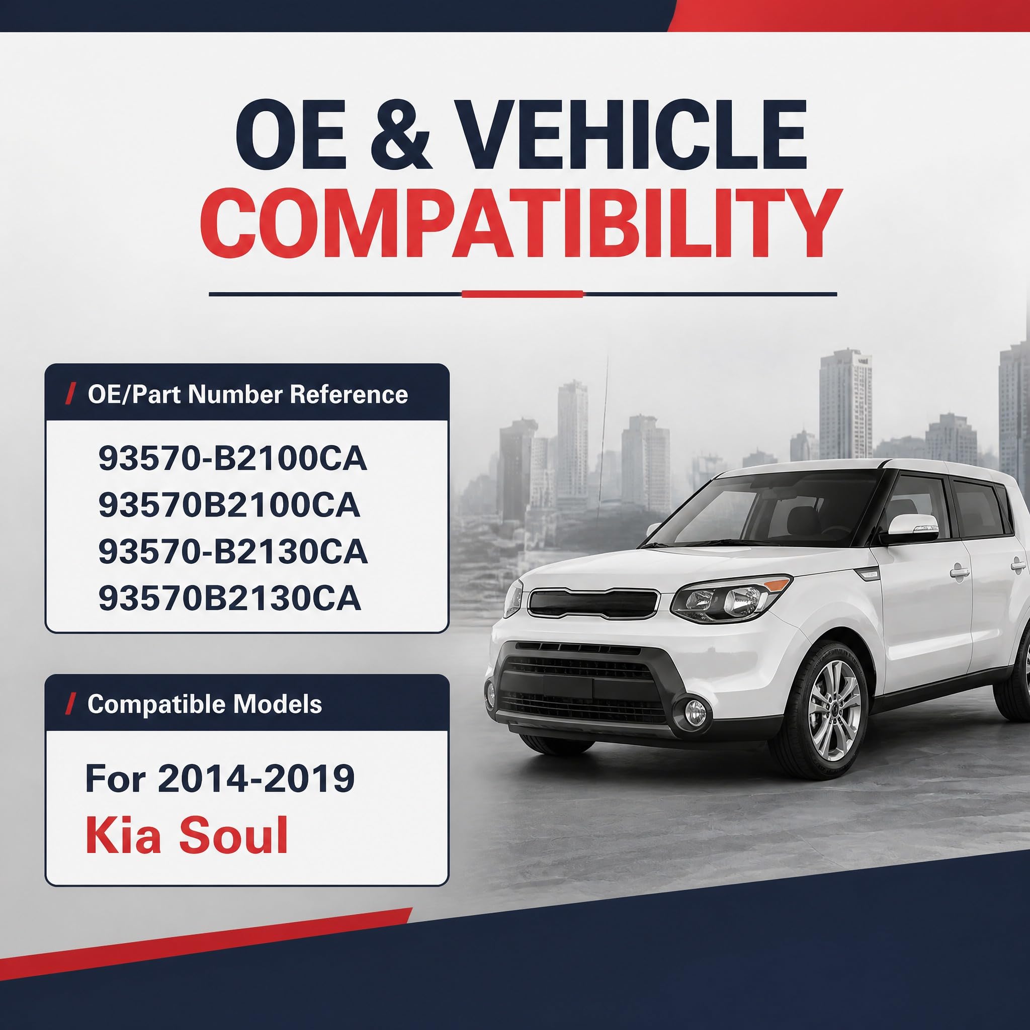 Interruttore alzacristallo elettrico adatto per Kia Soul 2014 | Design del connettore in stile OE; sostituzione diretta per l'interruttore esistente; facile installazione e rimozione
