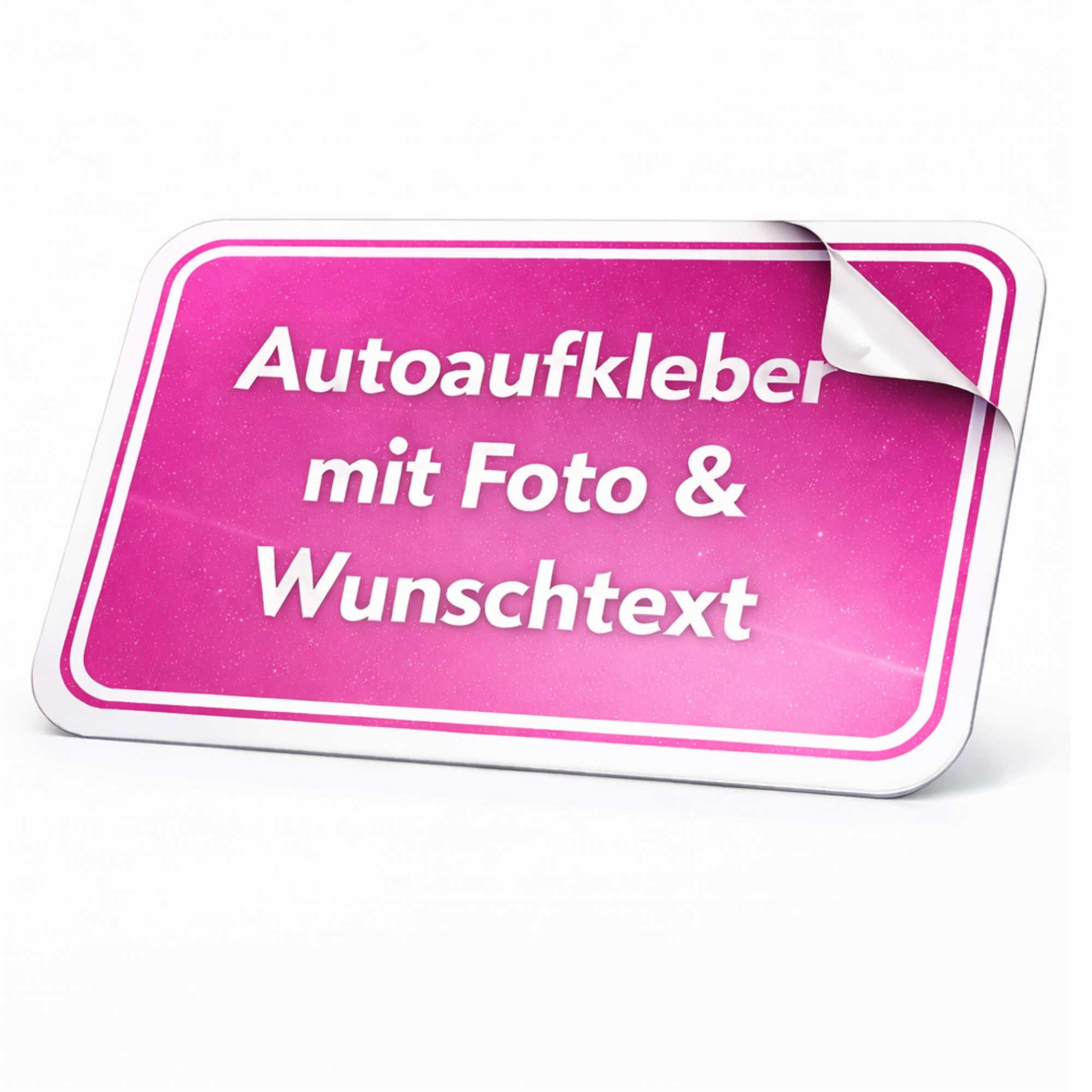 Kiwistar Autoaufkleber selbst gestalten - individueller Fahrzeugaufkleber mit Wunschtext und Foto - UV beständig wetterfest waschanlagenfest - für Auto Heckscheibe und Heckklappe pink 60x60 cm