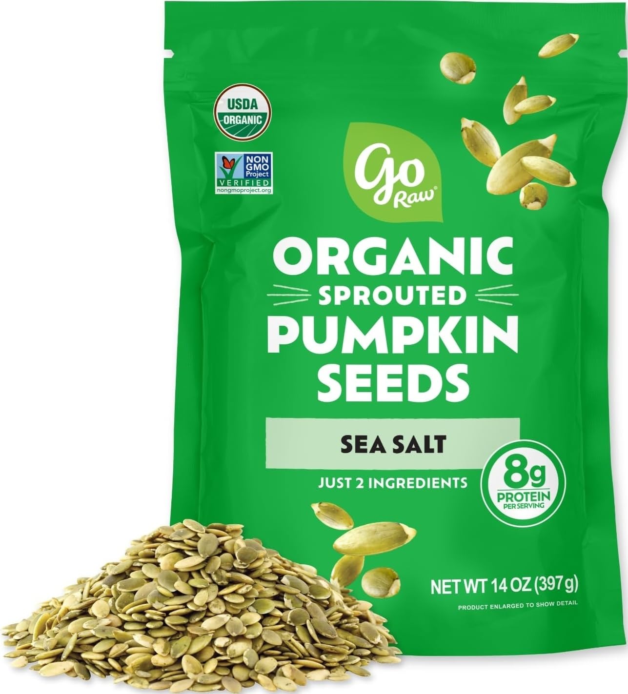 Go Raw Organic Sprouted Pumpkin Seeds - Sea Salted Pepita Snack