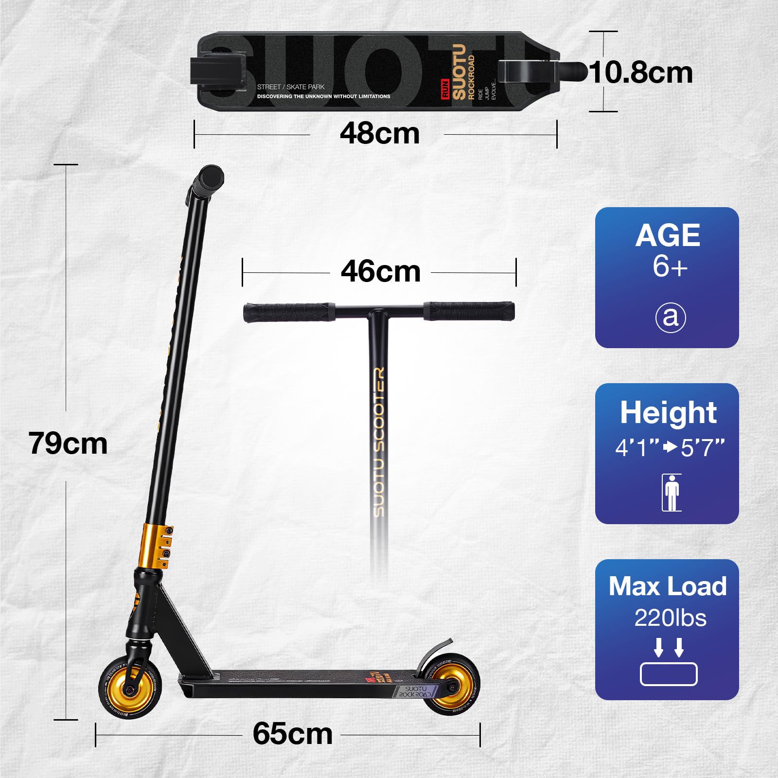 Trottinette Freestyle,Direction à 360°,Stunt Scooter Avec