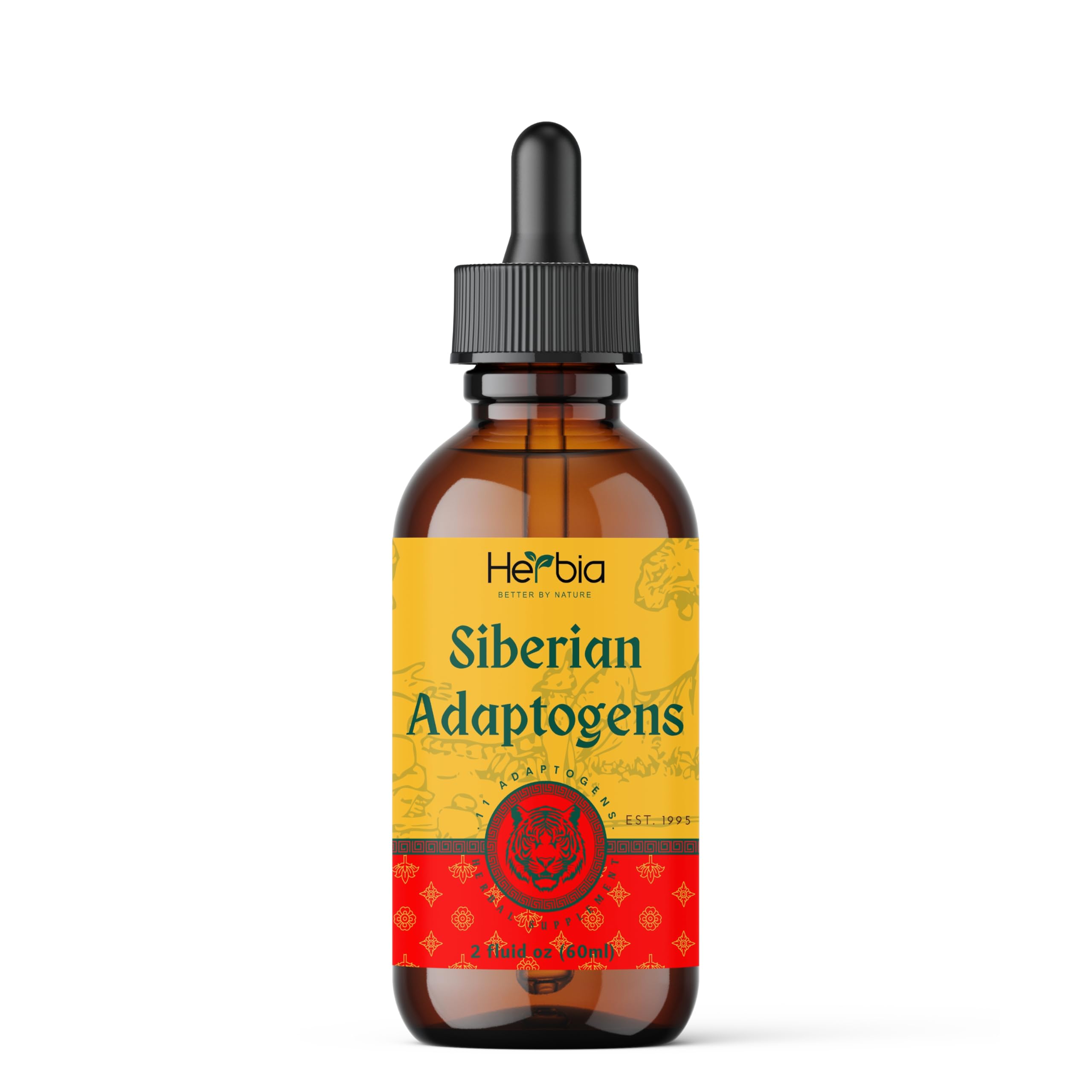 HERBIA Siberian Adaptogens Herbal Blend – Natural Energy, Focus & Stress Support – Liquid Extract with Maral, Eleuthero, Rhodiola, Ginseng, Schisandra