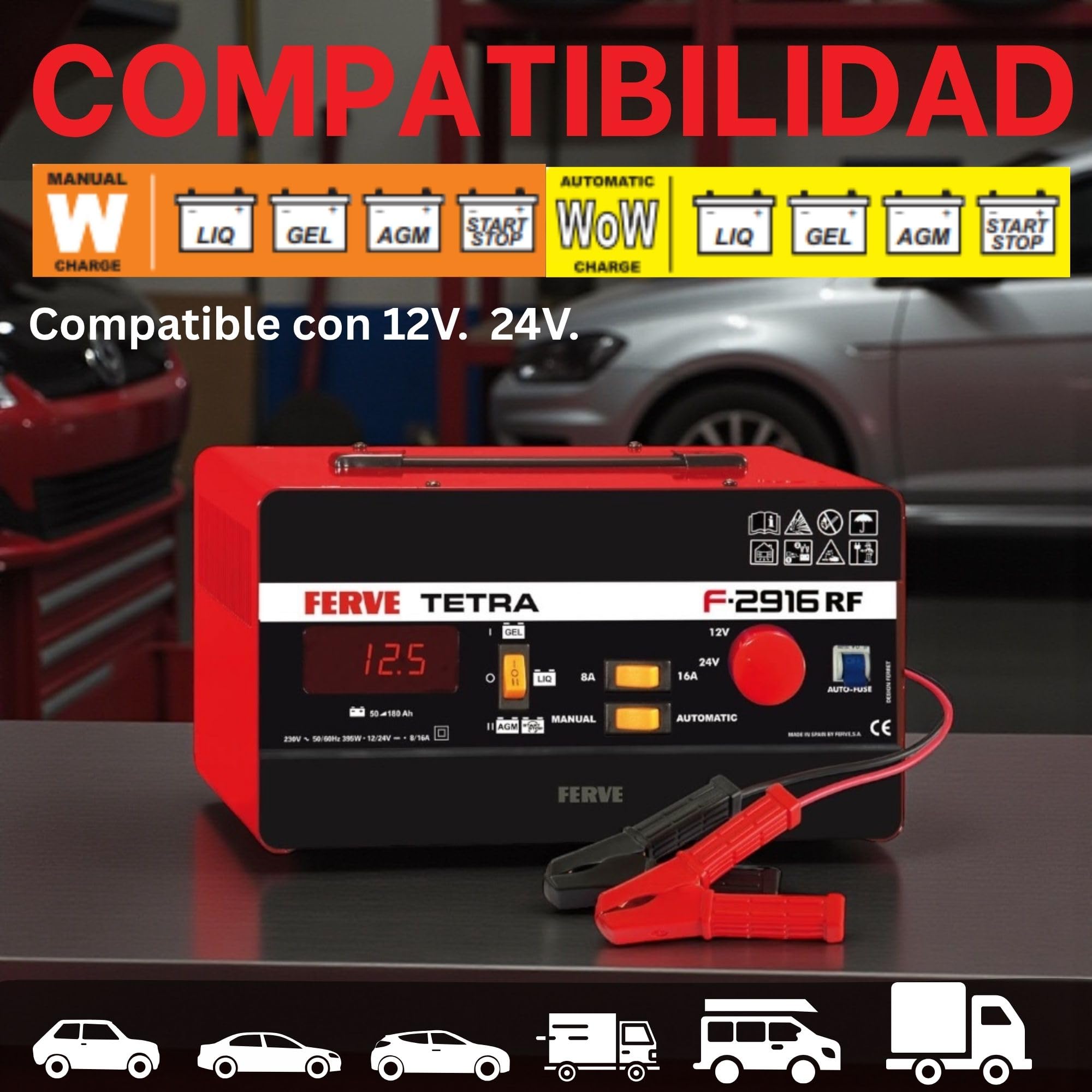 FERVE f-2916 Tetra RF Caricabatterie 12 – 24 V 8 – 16 A